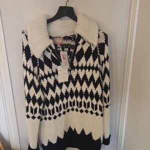 Umi Black and Cream Geometric Sweater